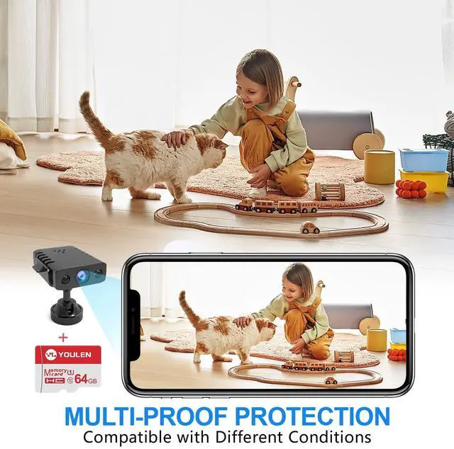 Alt view image 4 of 5 - Rettru Free 64G Smallest Wireless WiFi Battery Camera,HD1080P Portable Mini Camera for Video Recording Live Feed with Night Vision,Motion Detection, Remote Viewing for Security with iOS Android