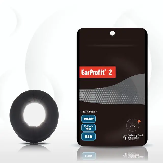 Main image of EarProfit Multi 2 Ear Pad Covers for Over-Ear Headphones ^^ Anti-Sweat, Odor-Resistant, Color-Tagged for Left/Right ^^ Stretch Cooling Fabric ^^ Washable, Lightweight, Made in Japan (Black, L70)