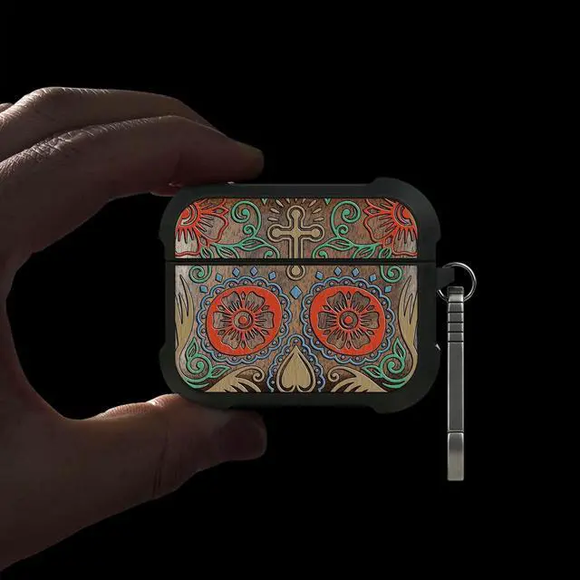 Alt view image 2 of 5 - Walnut Solid Wood for AirPods Pro 3 Case (2025), Sugar Skull