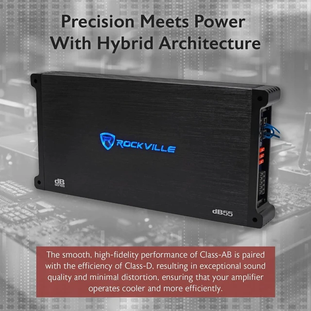 Alt view image 3 of 5 - Rockville dB55 5 Channel Car Stereo Amplifier, 4000W Peak, 980W RMS, 2 Ohm