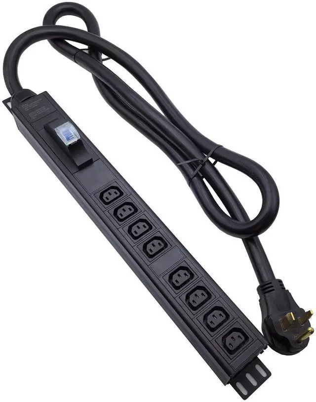 Main image of L6-50P 50 Ampere Rack Mounted PDU Power Socket with 8-Position C13 Socket Output Circuit Breaker Protection, Aluminum Alloy Shell 6-Foot 8AWG Cable (C13-08-S)