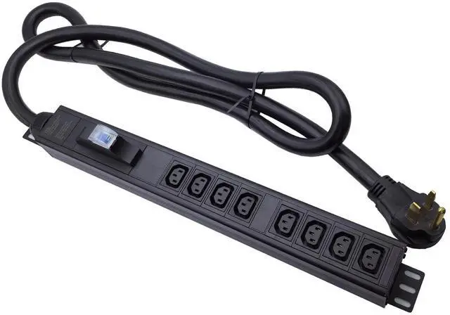 Alt view image 3 of 5 - L6-50P 50 Ampere Rack Mounted PDU Power Socket with 8-Position C13 Socket Output Circuit Breaker Protection, Aluminum Alloy Shell 6-Foot 8AWG Cable (C13-08-S)