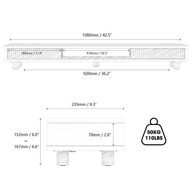 Alt view image 3 of 5 - Fenge Dual Monitor Stand, 42.5inch Long Monitor Stands Riser for 2 Monitors, Glass Sliding Door with Storage Organizer Stand for Desk, 2 Tier Desk Shelf for Laptop, Pc, Printer, Computer, TV
