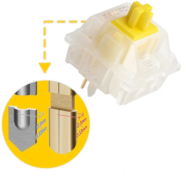 Alt view image 4 of 5 - GATERON Milky Yellow Pro V2 Pre-lubed 5 Pin 50gf LED RGB Linear Switches for MX Mechanical Keyboard (110 Pcs, Milky Yellow Pro V2)