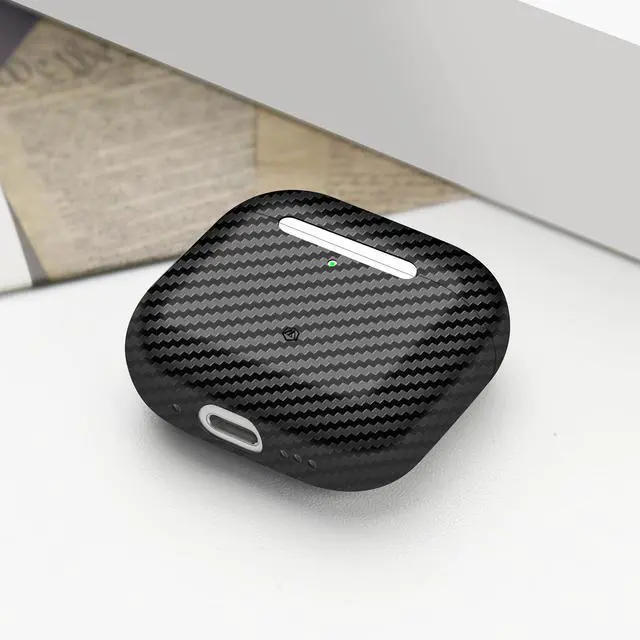 Alt view image 2 of 5 - MONOCARBON Real 3K Carbon Fiber Case for Airpods 4,Ultra Light & Thin/Scratch Resistant Protective Hard Cover for 2024 New 4th Generation Airpods,Compatible with MagSafe Wireless Charging