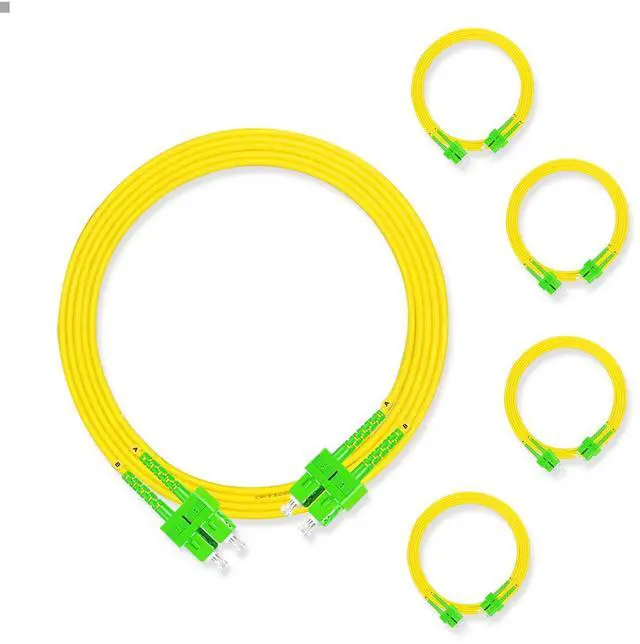 Main image of 5Pcs 3 Meter Fiber Optic Patch Cord SC APC to SC APC, Duplex Single Mode Fiber Cable Jumper OS2 G652D 9/125m, 1310nm/1550nm LSZH 3.0mm