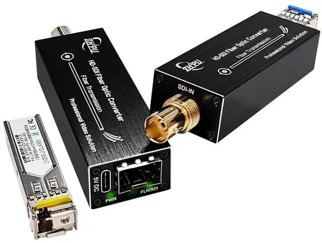 Main image of Zhpuostd HD-SDI to Fiber Converter Kit, Uncompressed 1080P Video Extender for Security Camera CCTV up to 20km, with SFP Module Compatibility & Type-C Power, Single-Mode SMF, a Pair