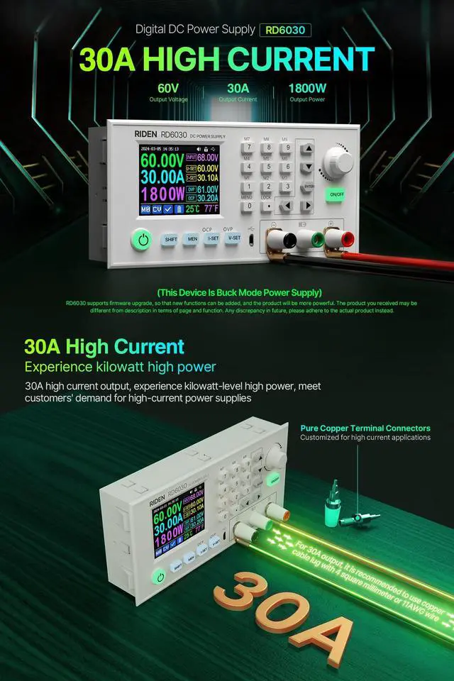 Alt view image 2 of 5 - RD RD6030W 60V 30A DC DC Voltage Current Step-Down Stabilized Lab Power Supply Module Buck Adjustable Converter Battery Charge