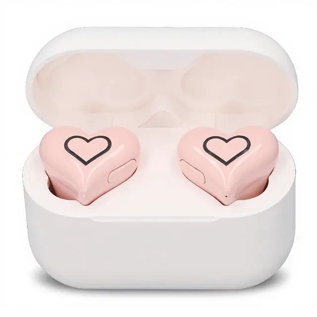 Main image of Yoidesu Heart Shaped Earbuds, Cute Stylish HiFi Stereo Bluetooth Headphones with Charging Case and Color Gradient Light, Noise Canceling Cordless Earphone, Gifts for Girls (Rose)