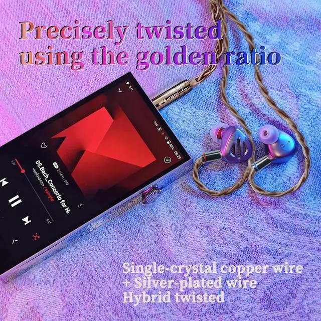 Alt view image 3 of 5 - mfreeo Premium IEM Earphone Audio Cable, Single Crystal Copper & Silver-Plated Hybrid Twisted, Balanced Upgrade Cable, Braided Hi-Fi Replacement Extension Cord 1.2M (2pin-0.78mm, 4.4mm)