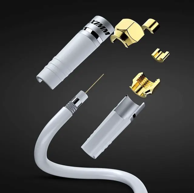 Alt view image 2 of 5 - Maximm RG6 Coaxial Cable, Foot White, Triple Shielded for TV and Internet