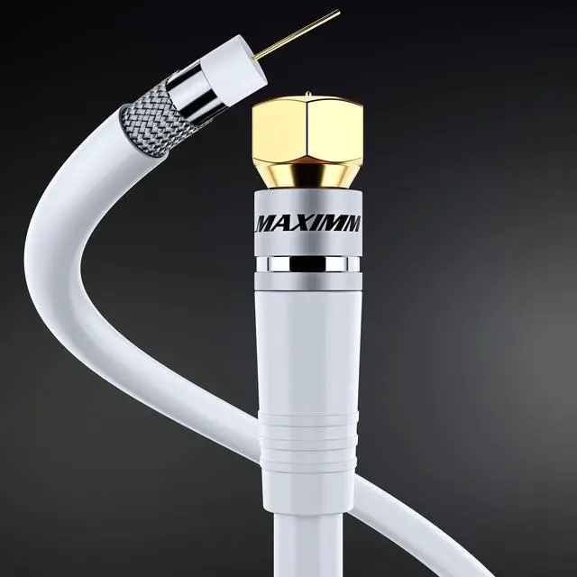 Alt view image 4 of 5 - Maximm RG6 Coaxial Cable, Foot White, Triple Shielded for TV and Internet