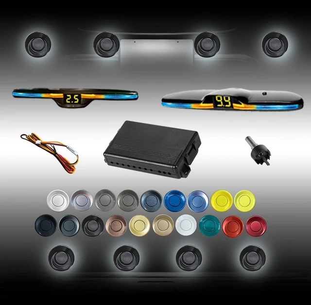 Main image of SANDETOUN Backup Parktronic System 8-Sensor with New LED Display, Forward and Reverse Parking sensors, Customizable Digital Distance Measurer with Bidirectional Display20 Color Probes to Choose from