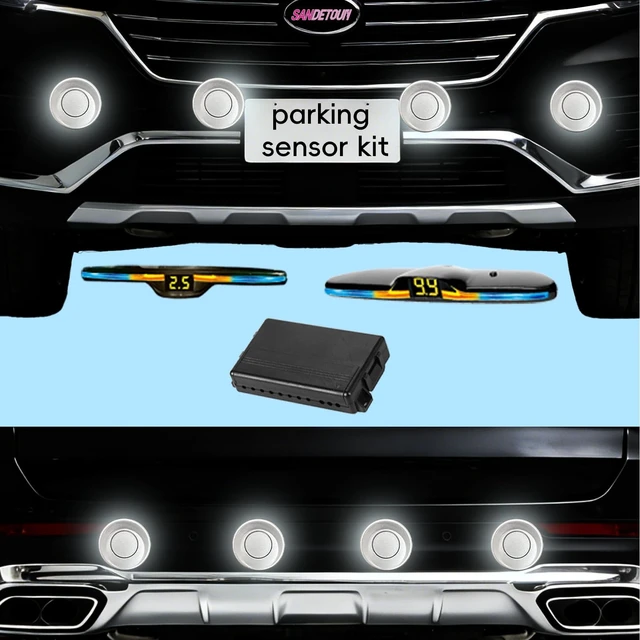 Alt view image 2 of 5 - SANDETOUN Backup Parktronic System 8-Sensor with New LED Display, Forward and Reverse Parking sensors, Customizable Digital Distance Measurer with Bidirectional Display20 Color Probes to Choose from