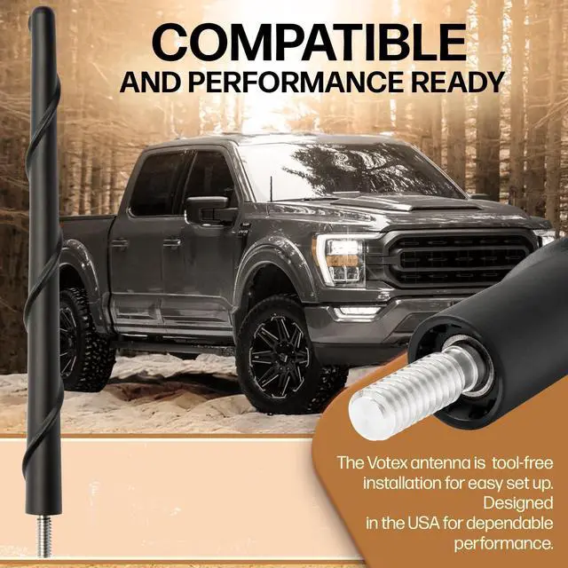 Alt view image 3 of 5 - Votex 8 Inch Antenna fits Ford F-250 (2017-2026) Short Rubber Antenna - USA Threading - Carwash Proof - Internal Copper Coil