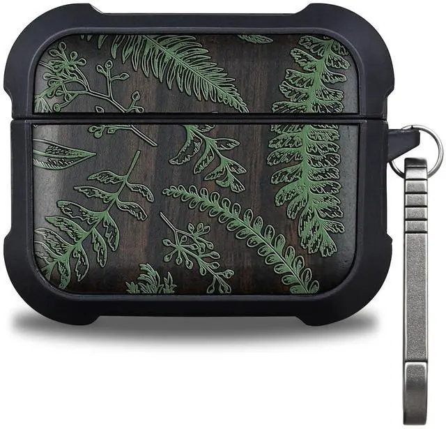 Main image of Balck Solid Wood for AirPods Pro 2 Case (2nd/1st Gen) Botanical Garden