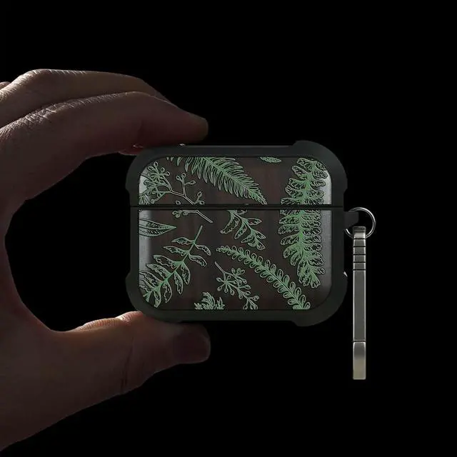 Alt view image 2 of 5 - Balck Solid Wood for AirPods Pro 2 Case (2nd/1st Gen) Botanical Garden