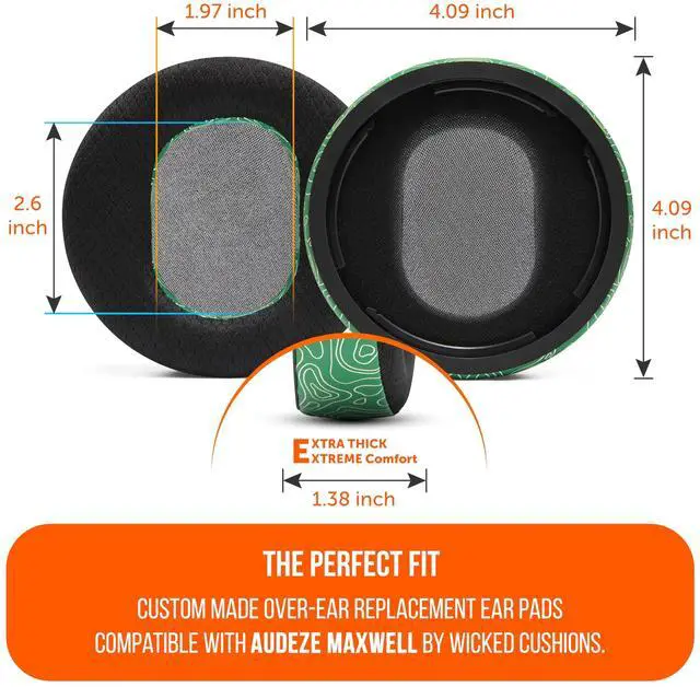 Alt view image 5 of 5 - WC Freeze Maxwell - Cooling Gel Replacement Earpads for Audeze Maxwell Headphones by Wicked Cushions - Elevate Comfort, Durability, Thickness & Sound Isolation for Epic Gaming Sessions ^^ Emerald Tide