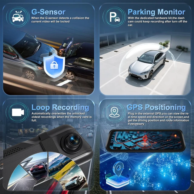 Alt view image 5 of 5 - NHOPEEW 4K Dual Lens Rear View Mirror Camera with WiFi & APP Control 9.66"