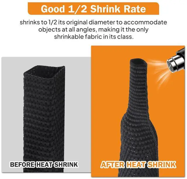 Alt view image 3 of 5 - FOURUB 2:1 Ratio Flat Heat Shrinkable Braided Sleeving,Electrical Insulating Tubing,Durable Automotive Fabric Harness Shrinking Sheath (1/2"-20ft)