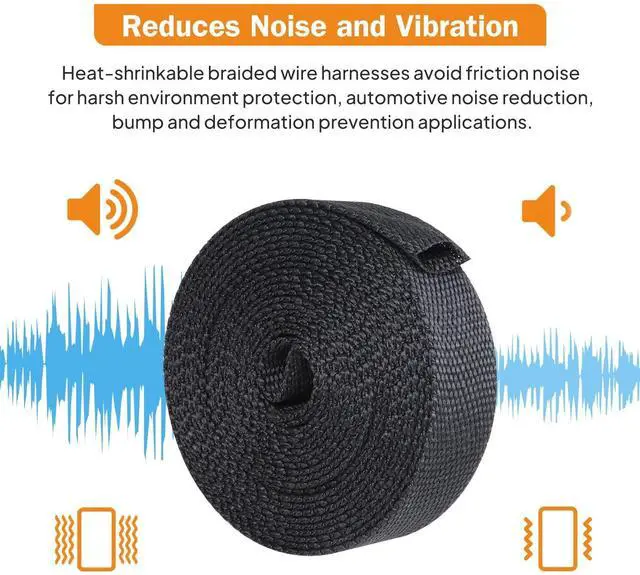 Alt view image 5 of 5 - FOURUB 2:1 Ratio Flat Heat Shrinkable Braided Sleeving,Electrical Insulating Tubing,Durable Automotive Fabric Harness Shrinking Sheath (1/2"-20ft)