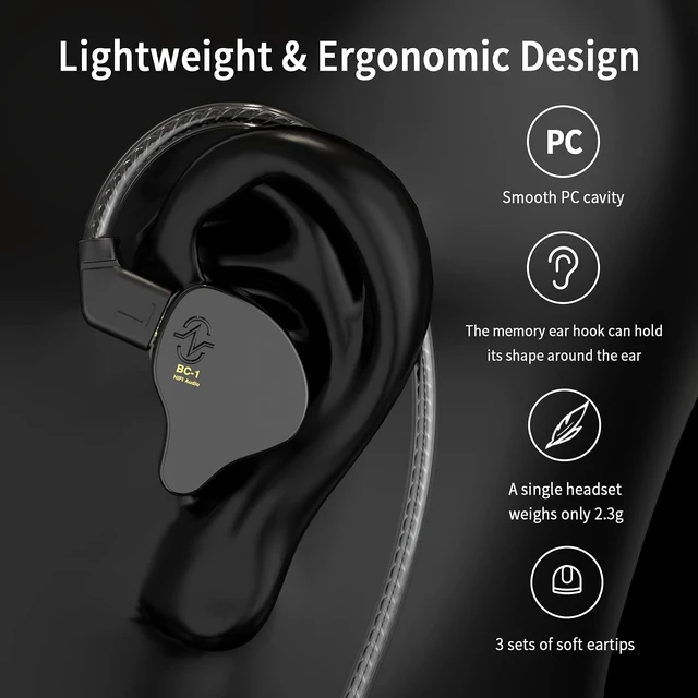 Alt view image 4 of 5 - YINYOO CCZ Melody USB C Headphones Wired Earbuds, Type-C Wired Gaming Earphones with Noise Cancelling, 1BA 1DD, Patent Ear fins, Detachable Cable for Computer Phone PC (Clear Purple, USBC-with Mic)