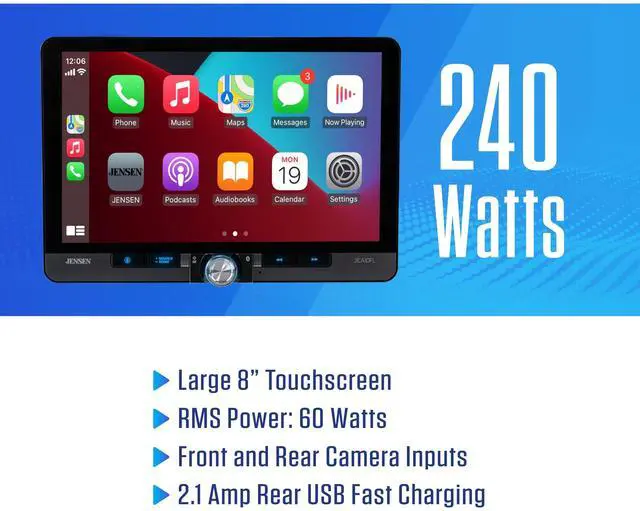 Alt view image 4 of 5 - JENSEN J1CA10FL 10.1-inch Certified Apple CarPlay Android Auto Wired or Wireless ^^ Single DIN & Double DIN Touchscreen Car Stereo Radio ^^ Bluetooth ^^ Front & Rear Camera Inputs ^^ USB Playba