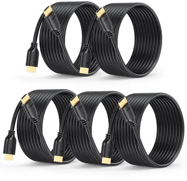 Main image of UVOOI 4K Long HDMI Cable 15 FT 5-Pack, HDMI to HDMI Cable 15 Foot High Speed HDMI 2.0 Cord 4K@60Hz, 2K 1440P@144Hz, 1080P, HDCP 2.2, HDR, 3D, ARC & Ethernet for HDTV, Laptop, Monitor, PS5, PS4, Xbox
