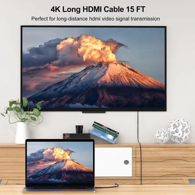 Alt view image 4 of 5 - UVOOI 4K Long HDMI Cable 15 FT 5-Pack, HDMI to HDMI Cable 15 Foot High Speed HDMI 2.0 Cord 4K@60Hz, 2K 1440P@144Hz, 1080P, HDCP 2.2, HDR, 3D, ARC & Ethernet for HDTV, Laptop, Monitor, PS5, PS4, Xbox