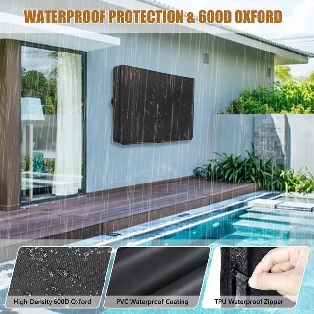 Alt view image 3 of 5 - Outdoor TV Cover 60 to 65 inch, Waterproof TV Cover for Outside with Full Zipper, Heavy Duty 600D Oxford 4 Season Protectors for Outside Flat Screen Television with Mounts and Stands for 60 to 65 inch