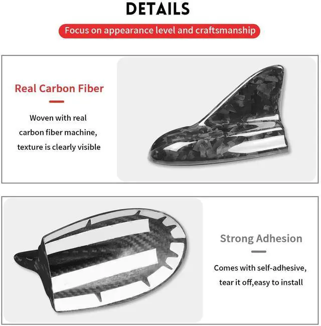 Alt view image 3 of 5 - BLAKAYA Compatible with Antenna Cover Shark Fin Trim Hood Forged Carbon Fiber Automotive Roof Aerials for Dodge Challenger SRT 2015 2016 2017 2018 2019 2020 2021 2022 (Black)