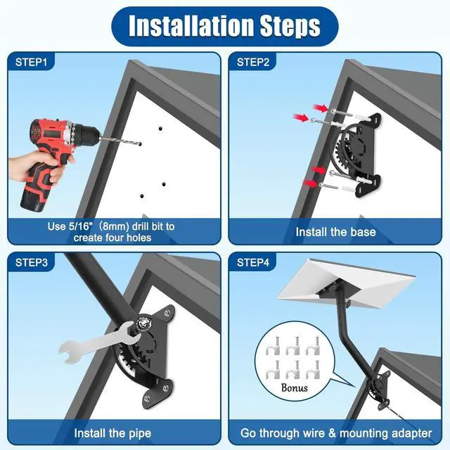 Alt view image 4 of 5 - Mount for Starlink Gen 3 V3 Wall Mount 19" Adjustable Gen 3 Mounting Kit Upgraded Mounting Bracket for Internet Satellite Dish