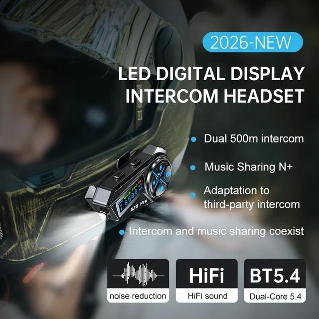 Alt view image 3 of 5 - Removable Motorcycle Helmet Bluetooth Headset, 500M Motorcycle Communication Systems 2 Riders Intercom for motorcycle helmets with Music Sharing/Noise Reduction/FM Radio, 2 Mics&40mm Speaker (1-Pack)