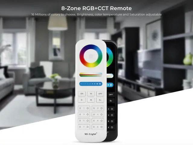 Alt view image 4 of 5 - Miboxer FUT089 8-Zone RGB+CCT Remote (Black)