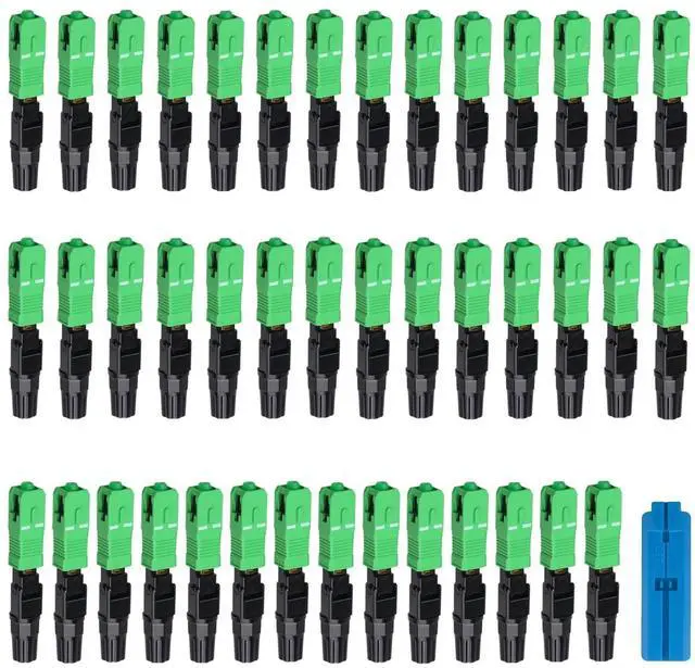 Main image of fyboptwu - 40 pcs SC-APC Fiber Optic Quick Assembly Connector Fiber Optic Fast Connectors Singlemode 9/125 Mechanical Connectors Adapter for 2mm x 3mm Butterfly Fiber Cable