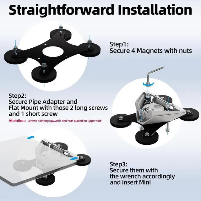 Alt view image 5 of 5 - EAZUSE 2025 Starlink Mini Mount Magnetic Car Mount, Starlink Mini Magnetic Roof Mount for Truck, Boat, Car Roof,Vehicle, RV Mounting Kit,Quick Release,Sleek and Campact Stainless Steel Base
