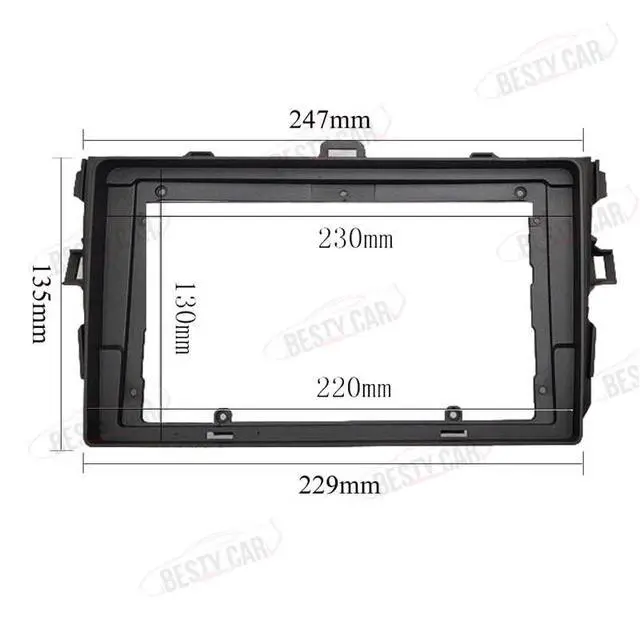 Alt view image 4 of 5 - Fits for Toyota Corolla 2006-2012 Car Radio Stereo Fascia Frame Double DIN 9 inch Dash Installation Mounting Kit