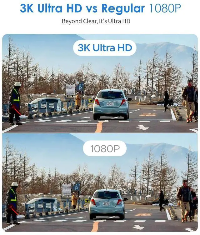 Alt view image 3 of 5 - KAWA 3K Dash Cam Front, 32GB SD Card Included, Voice Control, Built-in Wi-Fi, 24/7 Parking Mode, G-Sensor, Night Vision, Loop Recording, App Control, 4K Dashcam for Cars, Truck, RV, SUV, Van