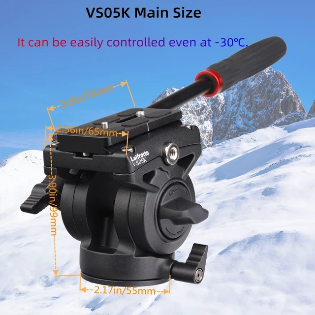 Alt view image 2 of 5 - Leifrotto VS05K Tripod Fluid Head, with 1/4" Arca QR Plate, Max Load 11 lbs for Video Cameras and DSLR Cameras, with 3/8 to 1/4 Inch Screws Tripod Mount