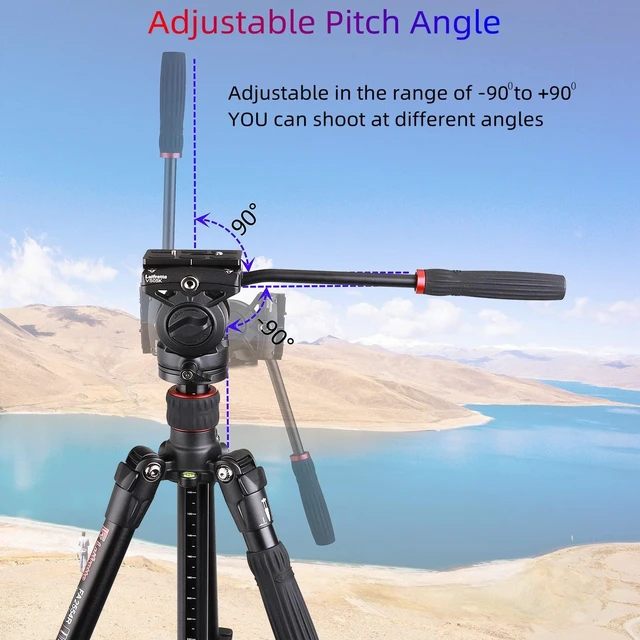 Alt view image 4 of 5 - Leifrotto VS05K Tripod Fluid Head, with 1/4" Arca QR Plate, Max Load 11 lbs for Video Cameras and DSLR Cameras, with 3/8 to 1/4 Inch Screws Tripod Mount