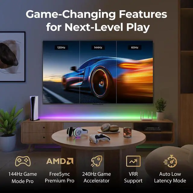 Alt view image 3 of 5 - iFFALCON 55" 4K MiniLED Smart TV ^^ Compatible with Xbox & PS5, 4X HDMI 2.1 ^^ Hotel, Home & Office Use ^^ 144Hz VRR 240Hz, Dolby Vision Gaming, Dolby Atmos, IMAX Enhanced, Google TV, Alexa ^^ 55U85