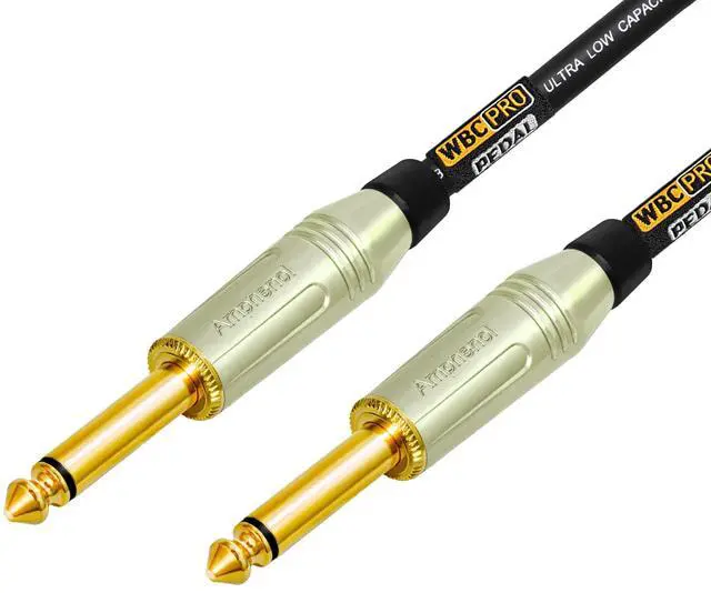 Alt view image 4 of 5 - 3 Units - 3 Foot - WBC-PRO-Pedal 22 AWG - Low-Cap (18pF/ft) Pro-Grade Graphite-Based - Dual-Shielded Pedal, Effects, Patch, Instrument Cable & Amphenol ACPM-GN-AU Straight Gold TS Plugs