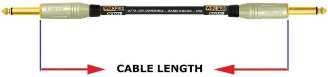 Alt view image 5 of 5 - 3 Units - 3 Foot - WBC-PRO-Pedal 22 AWG - Low-Cap (18pF/ft) Pro-Grade Graphite-Based - Dual-Shielded Pedal, Effects, Patch, Instrument Cable & Amphenol ACPM-GN-AU Straight Gold TS Plugs