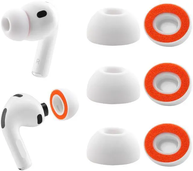Main image of NANLANFAN Replacement Memory Foam Ear Tips for AirPods Pro 3 Silicone Shield, Ultimate Comfort, 3 Pairs (White, Large)