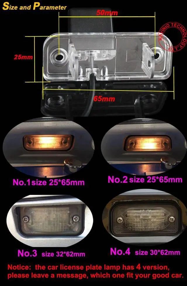 Alt view image 3 of 5 - Car Backup Camera, Waterproof Rear-View License Plate Light Reverse Parking Camera for Mercedes-Benz E-Klasse E320/T-model S211/C-Klasse W203/SLK R171 Cabriolet/W211 Limo/W300/CLS Klasse C219 W219