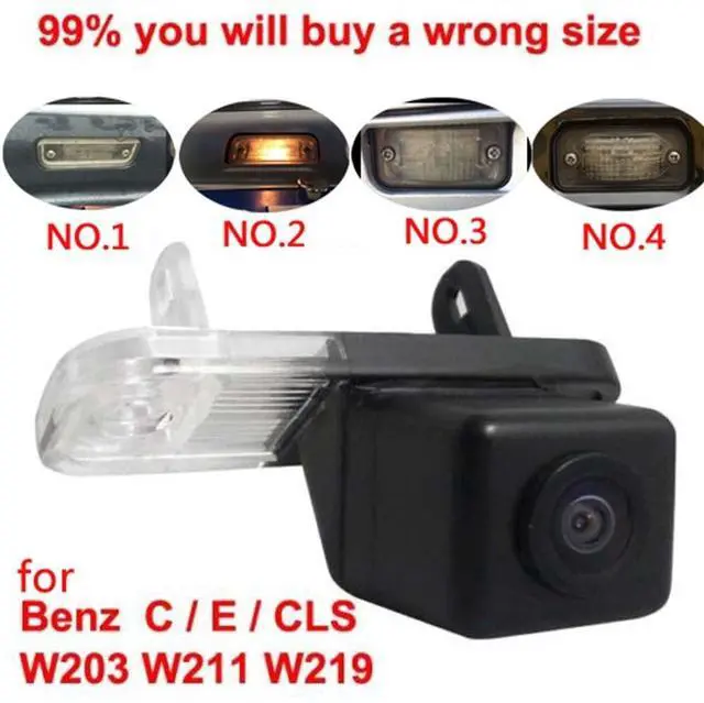 Alt view image 5 of 5 - Car Backup Camera, Waterproof Rear-View License Plate Light Reverse Parking Camera for Mercedes-Benz E-Klasse E320/T-model S211/C-Klasse W203/SLK R171 Cabriolet/W211 Limo/W300/CLS Klasse C219 W219