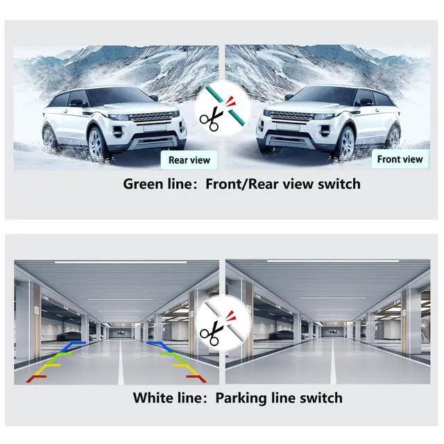 Alt view image 4 of 5 - Backup Camera for Cars,Universal AHD 1080P Fisheye CCD Waterproof Wide View Angle Rear/Front View Back up Camera for HD Night Vision for Car Parking Assist Camera Reversing Parking Three Control Line