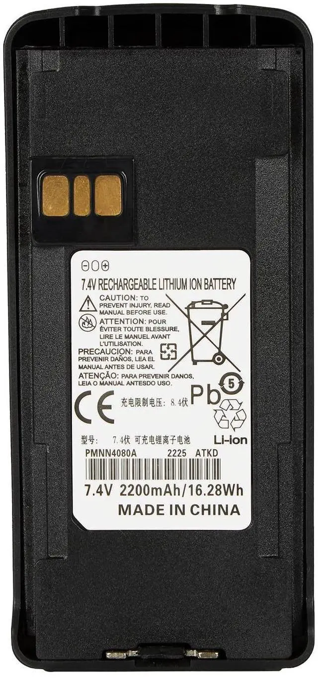Alt view image 3 of 5 - AWEDAS (2-Pack 7.4v 2200mAh PMNN4080 PMNN4476A PMNN4476 Battery+4 Belt Clips Compatible for Motorola Radio P145 CP185 CP476 CP477 CP1200 CP1300 CP1600 CP1660 EP350 PMNN4081 PMNN4082 PMNN4404 Battery