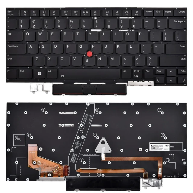 Alt view image 5 of 5 - Replacement Keyboard Compatible with Lenovo ThinkPad X1 Carbon Gen 10th 2022 Type 21CB 21CC, Thinkpad X1 Carbon Gen 11th 2023 Laptop Type 21HM 21HN with Backlit US Layout P/N: 5M11K07681