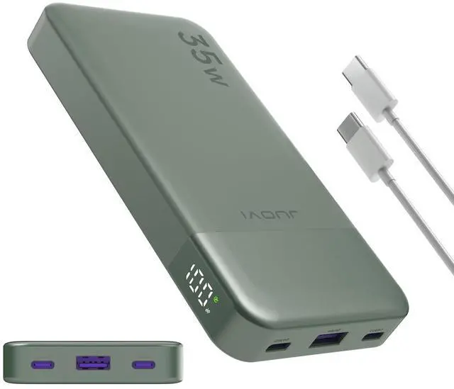 Main image of JUOVI Power Bank 10000mAh, 35W Portable Charger,Fast Charging Portable Battery Pack with PD 3.0 & QC 4.0, USB C Portable Power Bank for iPhone 15 14 13 Series, Galaxy, Tablet, and MoreGreen